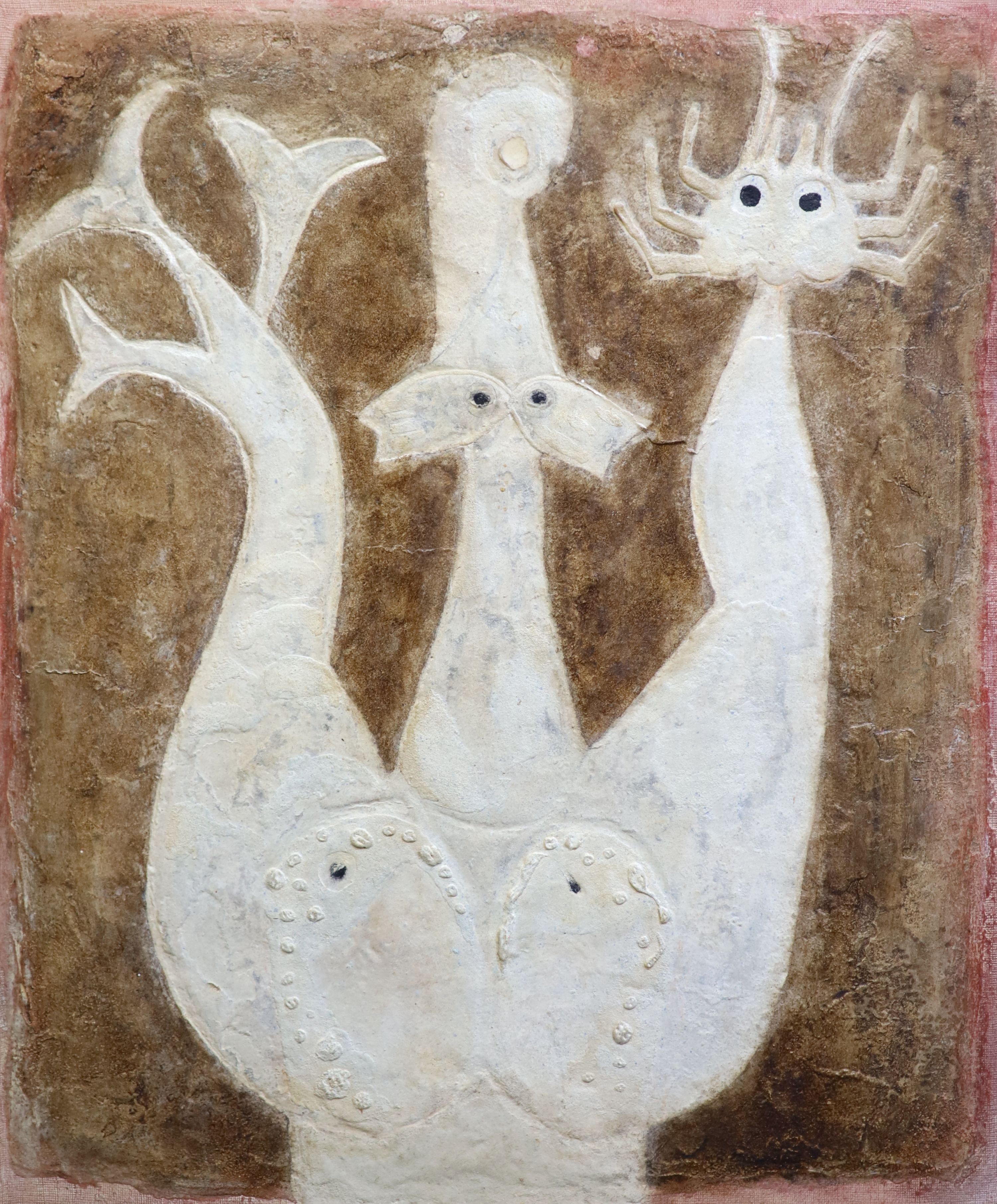 Paul Dufau (French, 1897-1989), Anthropomorphic form, Mixed media on board, 75 x 64cm. Unframed